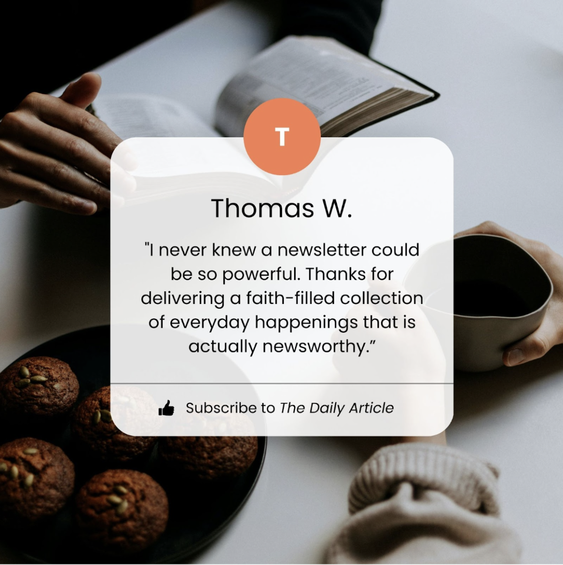 Email acquisition ad example - Thomas W testimonial